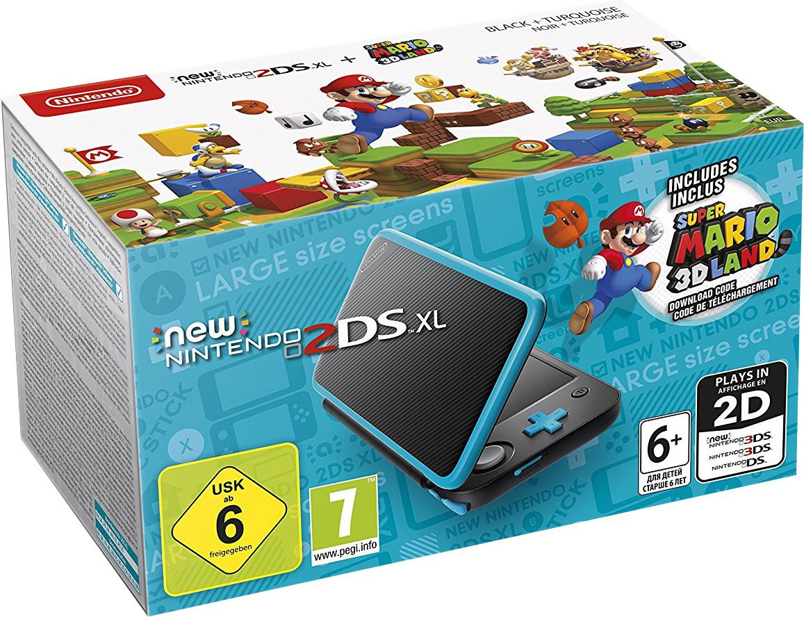 New Nintendo 2DS XL + Super Mario 3D Land (Nero E Turchese)